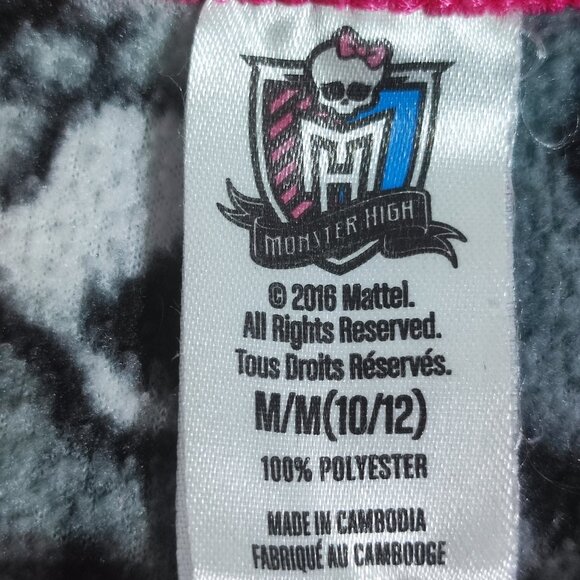 Monster High Onesie girl pyjamas size M (10-12) grey with graphic design - Picture 6 of 11